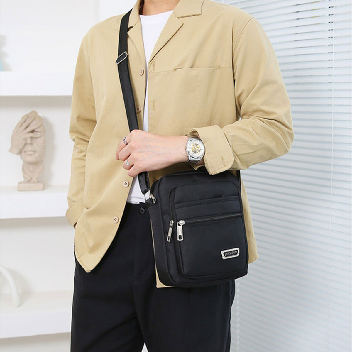 Mens Shoulder Bag Travel Crossbody Messenger Bag Casual Handbag for Men and Boys
