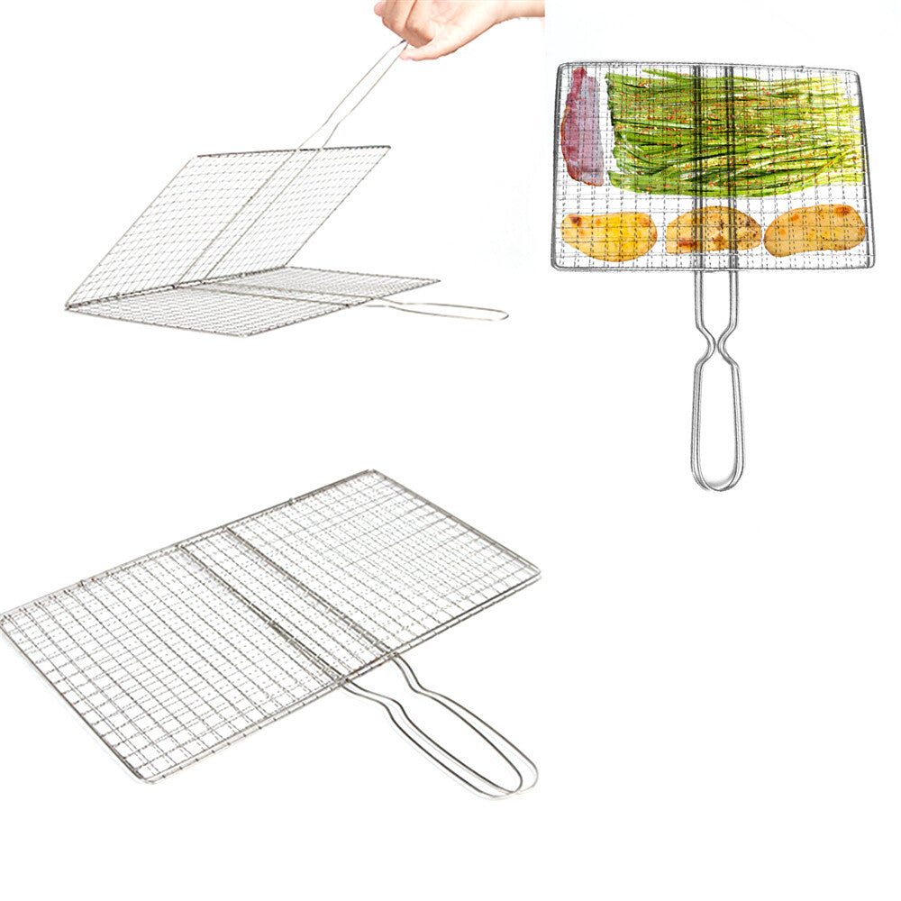 BBQ Fish Grilling Basket Grill Camping Net Meat Vegetable Cooking Kitchen Tool