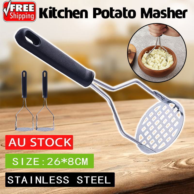 Kitchen Potato Masher Stainless Steel Vegetable Fruit Potatoe Press Crusher AU
