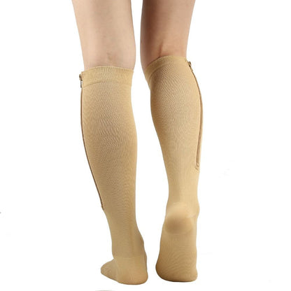 Zip Sox Compression Socks Zipper Leg Support Knee Closed Toe Shaper Stockings AU