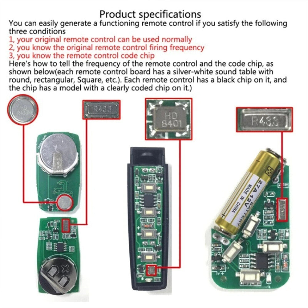 Universal Replacement Garage Door Car Gate Cloning Remote Control Key Fob 433mhz