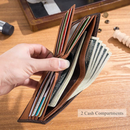 BULLCAPTAIN RFID Wallets for Men Slim Bifold Genuine Leather Front Pocket Wallet
