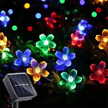 100 LED Solar String Lights Peach Flower Fairy Outdoor Garden Party Decor