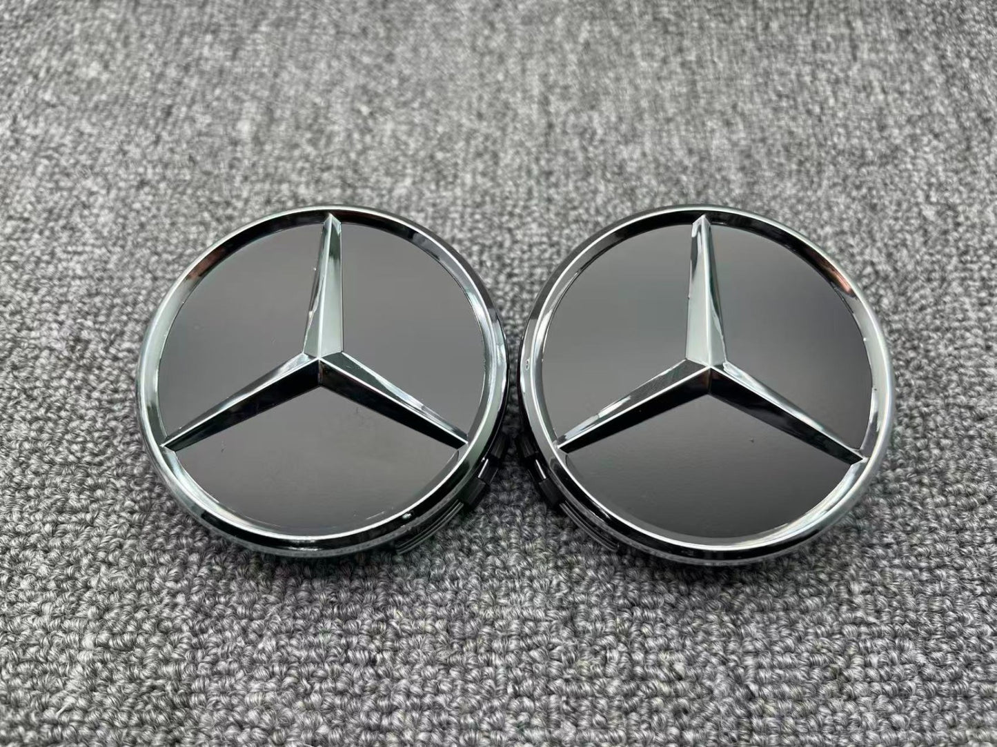 AMG Black Silver Chrome Star 75mm Wheel Center Cap Hub Cap Mercedes-Benz