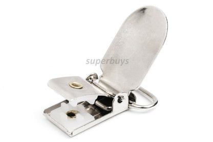 25pcs 20mm Metal Suspender Strap Dummy Clip on Pins Plastic Teeth Buckle Clasp