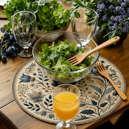 Middle East Style Floral Table Placemat Embroidery Round Dining Mat  Home Decor