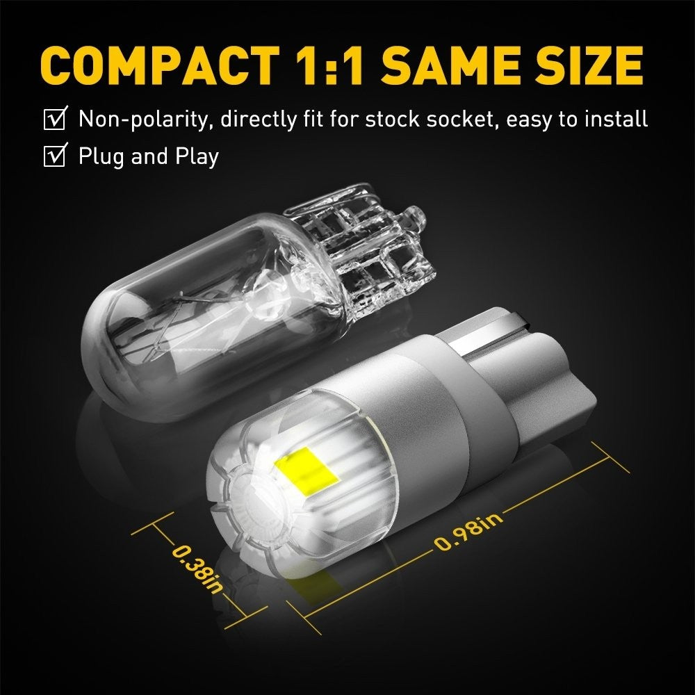 2X Auxito Super Bright W5W 175 2825 168 194 T10 LED Parking Light Bulb T10 White