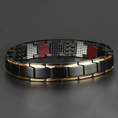 Mens Double Strong Magnetic Therapy Bracelet Arthritis Pain Relief Jewelry AU