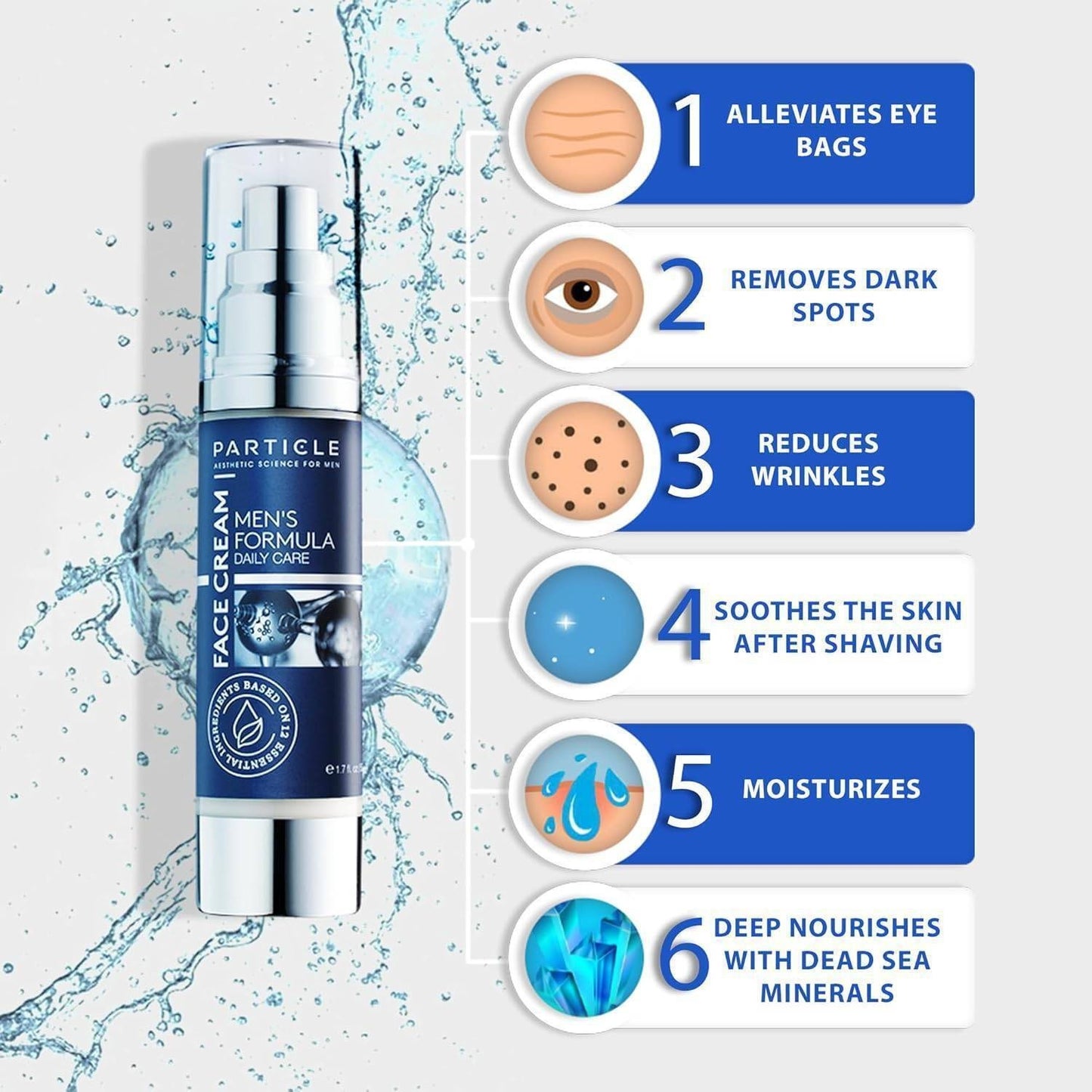 Particle Face Cream For Men 6 In 1 Anti Aging Cream Fights Eye Bags Dark Spots