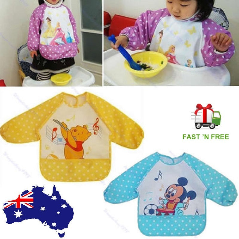 Children Baby Kids Toddler Waterproof Long Sleeve Art Smock Feeding Bib Apron