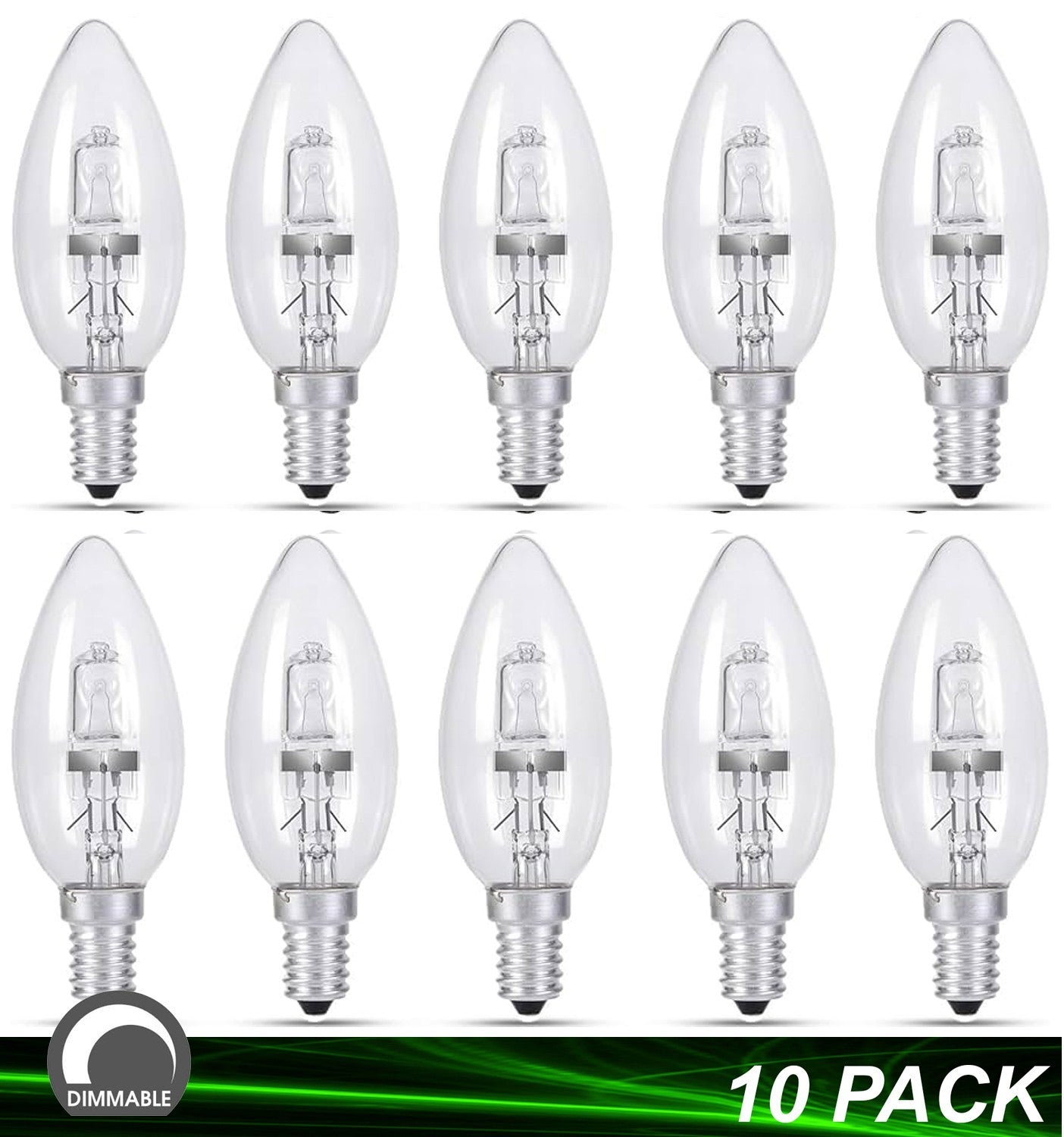 10 x 28W Clear E14 Candle Shaped Light Globes Bulbs Lamps Small Screw Halogen
