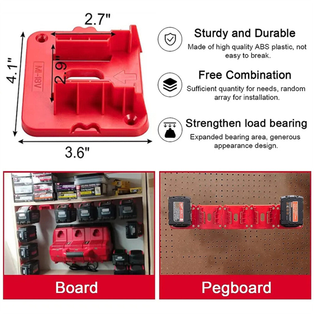 5/10x Battery Mounts Storage Holder Rack For Milwaukee M18 18V Tool Battery Red