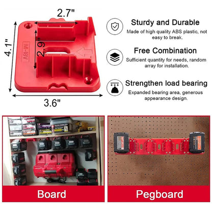 5/10x Battery Mounts Storage Holder Rack For Milwaukee M18 18V Tool Battery Red