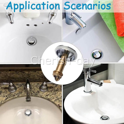 Bathroom Sink Drain Plug Stopper 38mm Basin Pop up Click Clack Plug Brass