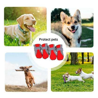 4PCS Anti Slip Waterproof Protective Dog Shoes Rain Boots Pet Socks Booties New