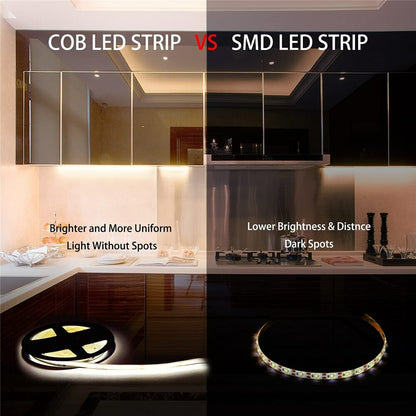 5m 12V 24V COB LED Strip 320 LED High Density Flexible COB LED Lights Home Decor