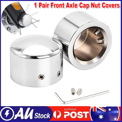 Chrome Front Axle Cap Nut Covers Compatible With Harley Davidson Dyna Heritage