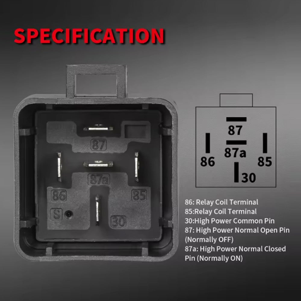 12V 40A Heavy Duty Car Relay Kit SPDT 5 Pin Bosch Style with Harness Auto Relay – Compatible with Bosch