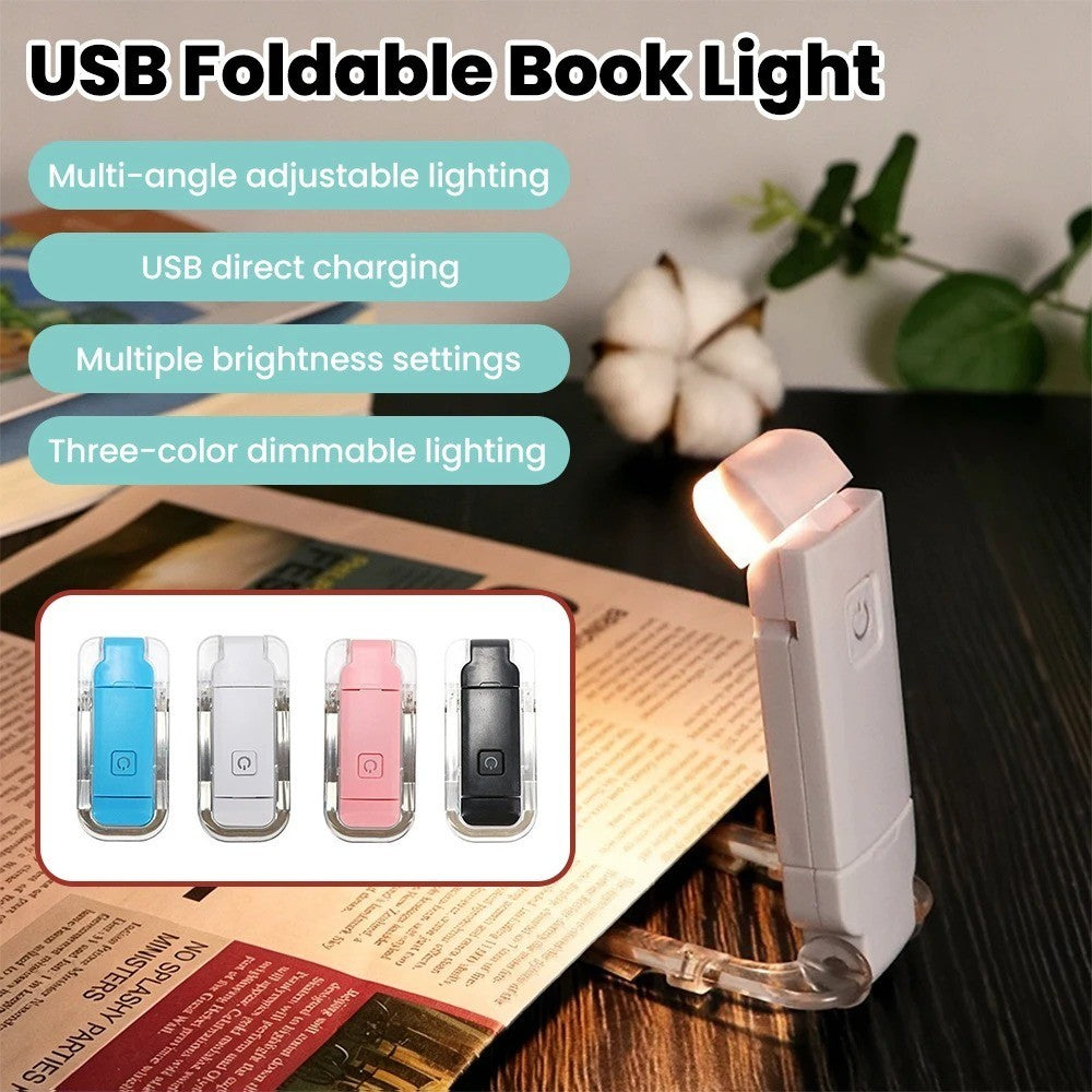USB Rechargeable Book Night Reading Light Clip USB Recharg Mini LED Lamp White
