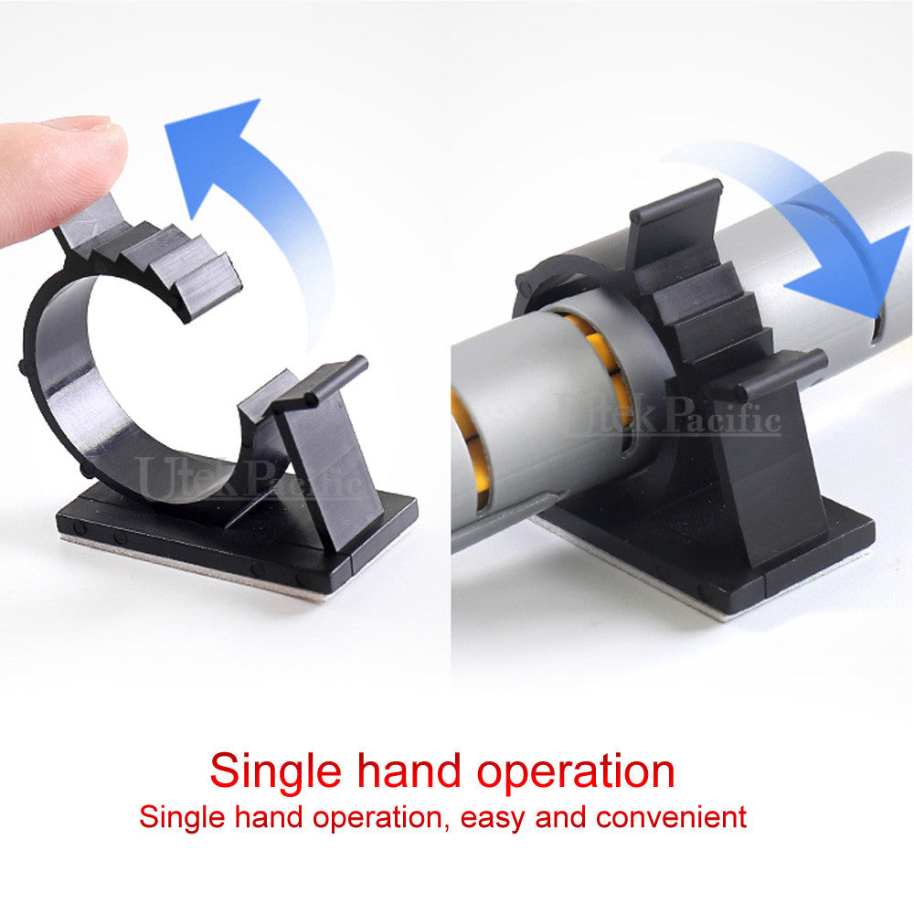 Adhesive Cord Management Cable Clips Black Wire Holder Organizer Clamp AU