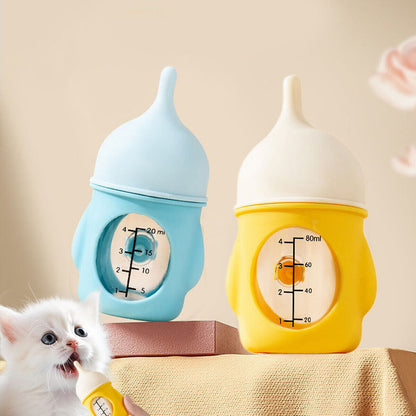 Silicone Pet Feeding Bottle Puppy Kitten Baby Milk Dispenser Scale Bpa Free Care