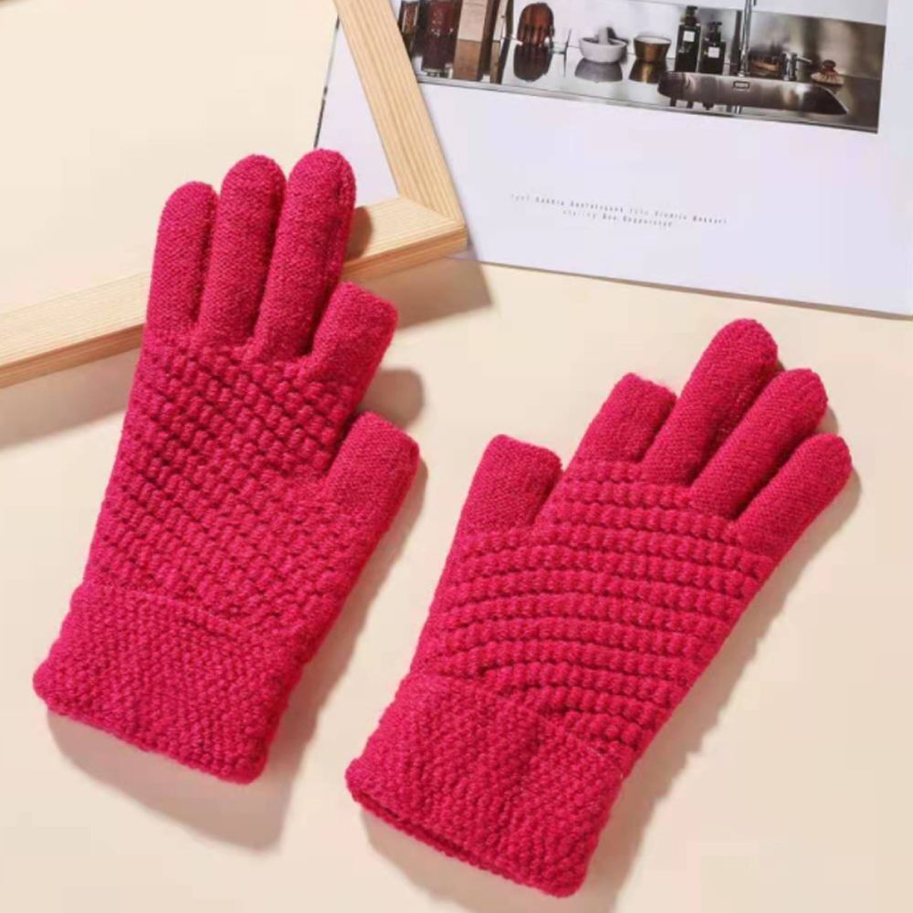 Women Elastic Soft Touch Screen Mittens Thick Warm Arm Warmers Knitted Gloves