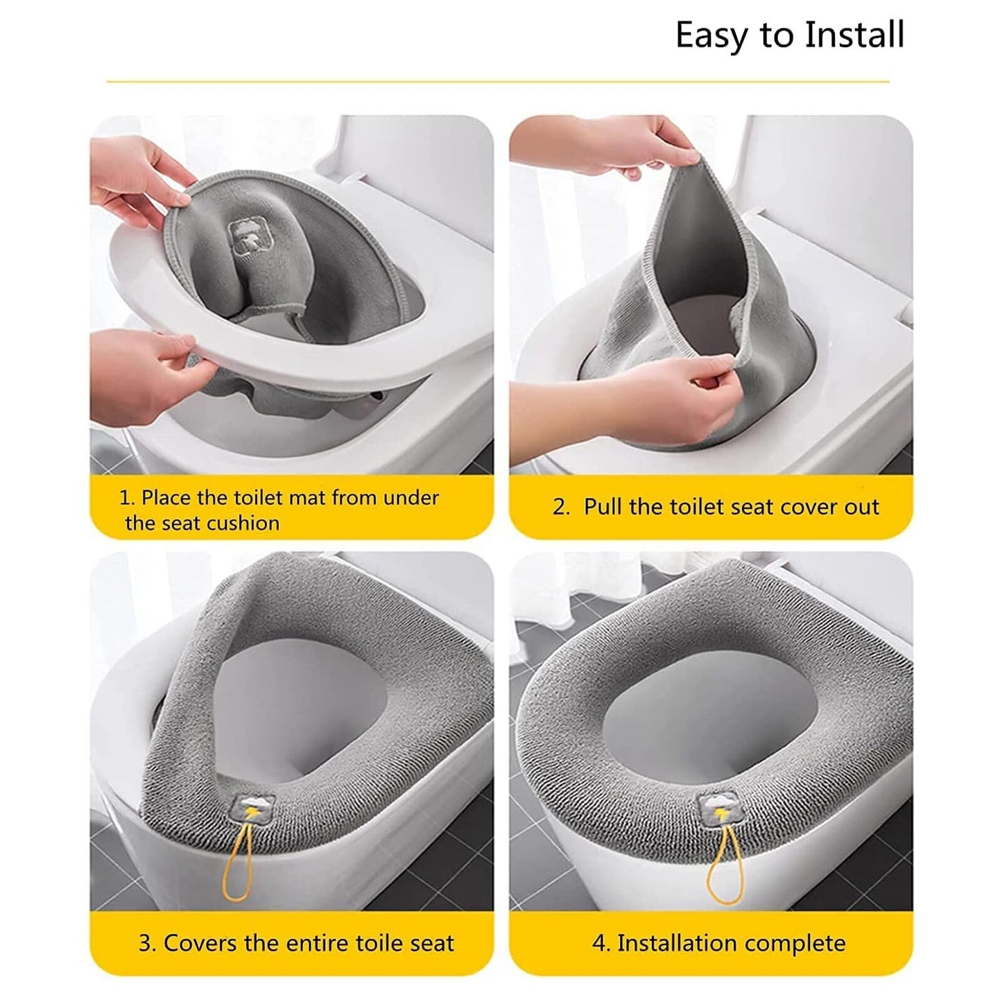 2x Soft Toilet Seat Bathroom Washable Warmer Cushion Mat Cover Pad Hook NEW Lid – Compatible with Seat