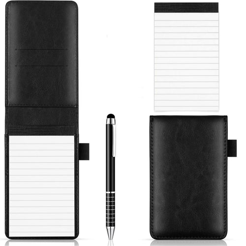 Mini Pocket Notepad Holder Set With Pen Notebook Leather Notebooks Writing Pads