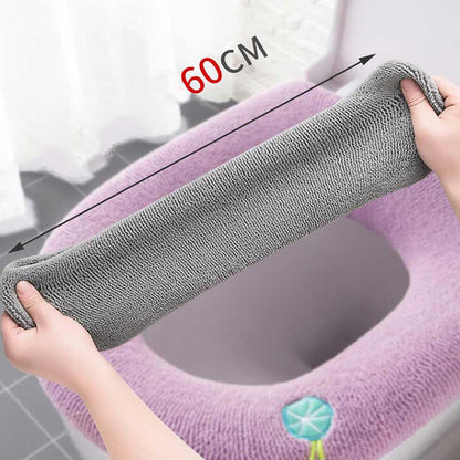 2x Soft Toilet Seat Bathroom Washable Warmer Cushion Mat Cover Pad Hook NEW Lid