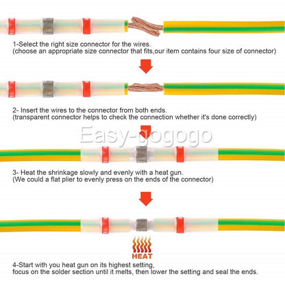 50pcs Mixed Waterproof Heat shrink Wire Connector Solder Insulated Joiners HOT A