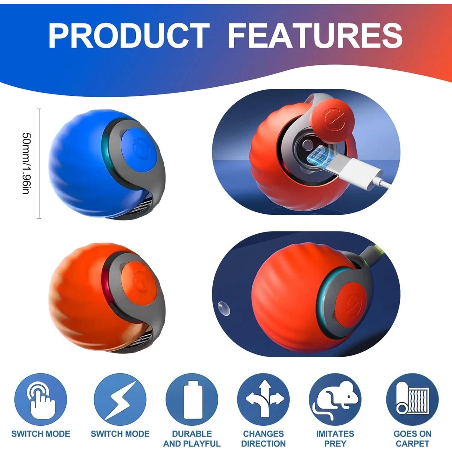 Automatic Rolling Ball Smart Cat Dog Toy Electric Pet Self-moving Kitten Game au