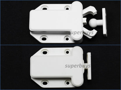 2 Set White Beetle Touch Latch Push In To Open Drawer Cabinet Door Catch Lock