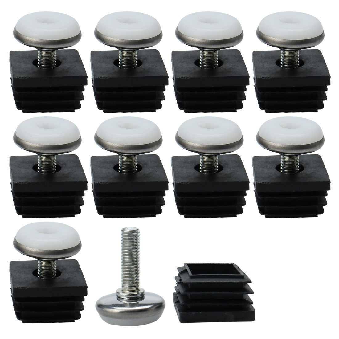 10Pcs Adjustable Leveling Feet 25 x 25mm Inserts Furniture Table Glide