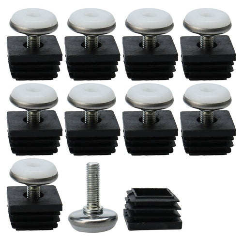 10Pcs Adjustable Leveling Feet 25 x 25mm Inserts Furniture Table Glide