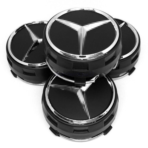 4 75mm Wheel Centre Hub Caps AMG Black Alloy For Mercedes Benz A B C E Class AU