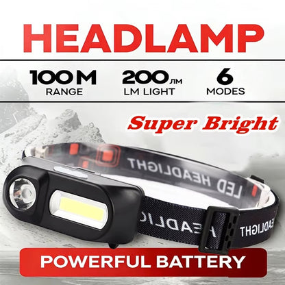 Super Bright Waterproof Head Torch Headlight LED USB Rechargeable Headlamp Fish