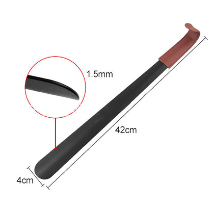 42cm Shoe Horn Long Leather Metal Handle Shoehorn Stainless Steel Lifter Tool