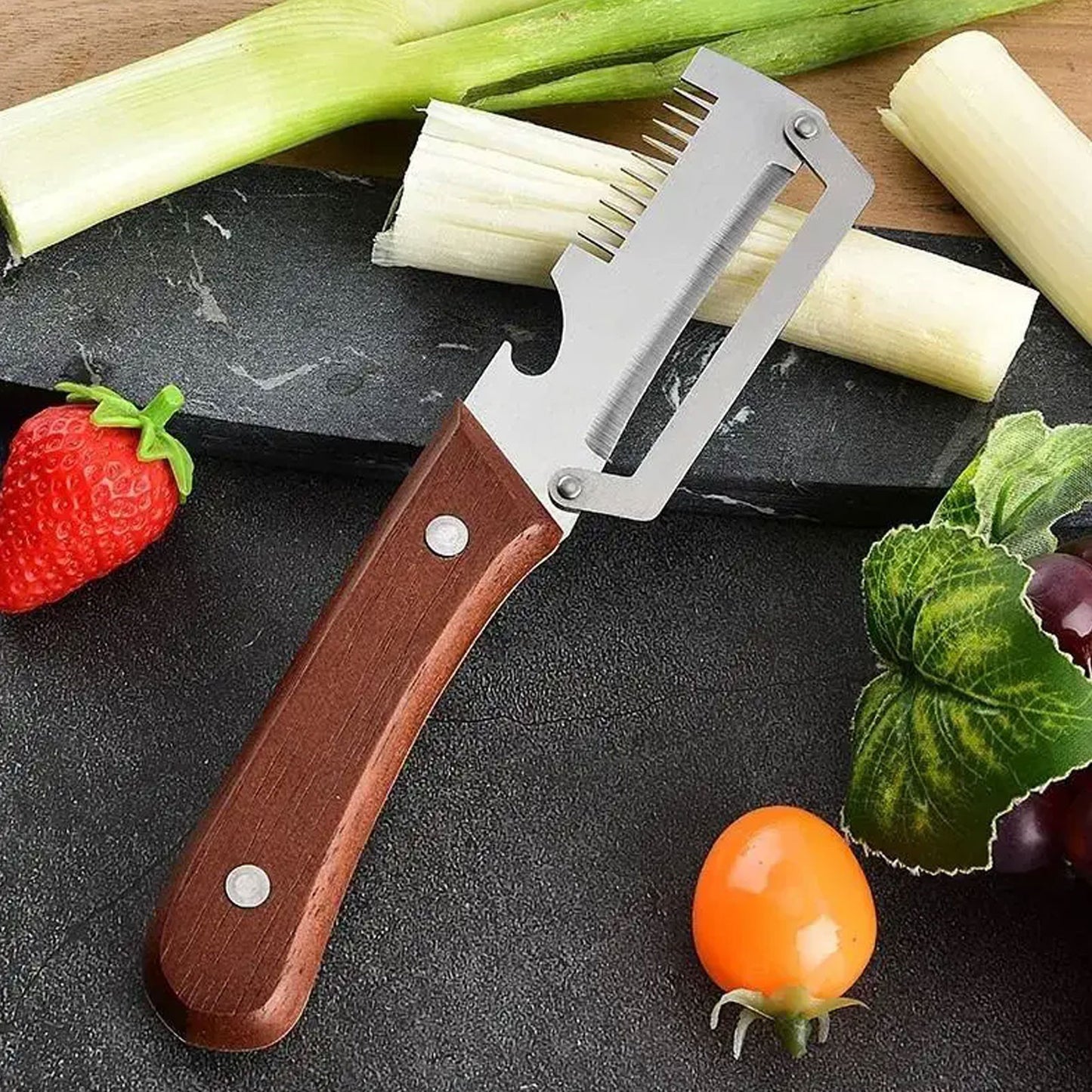 Stainless Steel Vegetable Peeler Wooden Handle Fruit Potato Slicer Kitchen Tool