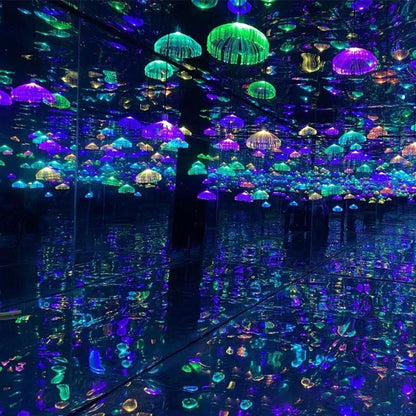 Colorful Fiber Optic LED Jellyfish Light Chandelier Christmas New Year's Decor