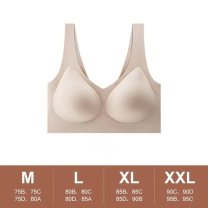 Womens Soft Wireless Push Up Jelly Bra Full Supportive Older Lift Back Underwear