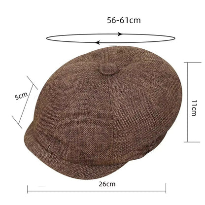 Mens 8 Panels Newsboy Flat Cap Peaky Blinders Baker Boy Golf Driving Beret Hat