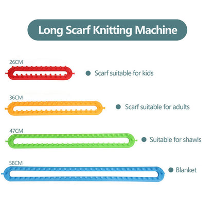 Long Scarf Knitting Loom Set Knitter Board Straight Rounded Kit 4 Size DIY Tool