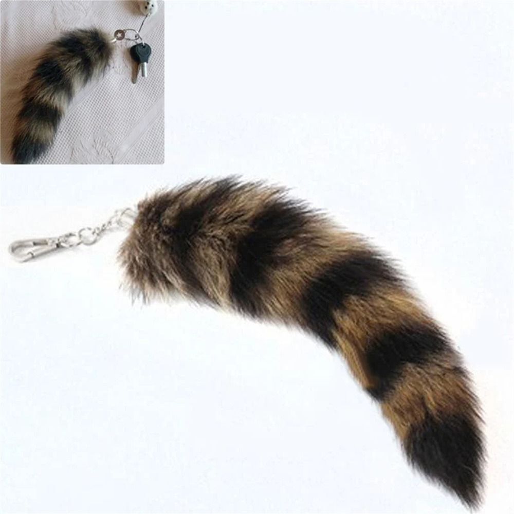 Therian Tail Plush Keychain Long Pendant Cosplay Tail Animal Car Keyring 28 40CM