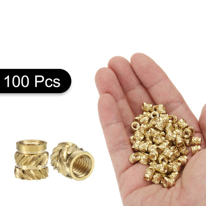 100Pack M4 Threaded Inserts Brass Heat Set Insert M4x6mm OD 6mm Knurled Nuts