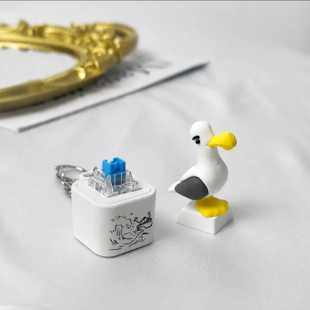 Rechargeable Seagull Mine Keychain Button with Sound Keyboard Clicker Fidget Toy