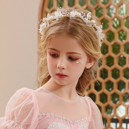 Imitated Pearl Kids Flower Crown Head Hoop  Girls Adult Hair accessories