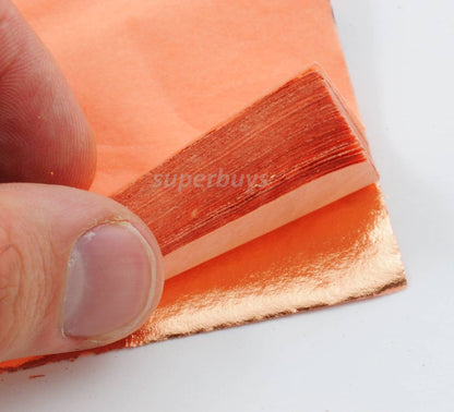 100pc Genuine Copper Metal Leaf Sheet 14cm Leaves Gilded Gilding Decorate Foil
