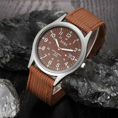 Portable Stainless Steel Fashion Military Sport Men's Wrist Watch Quartz