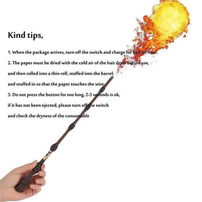 Harry Potter Magic Fire Wand Hermione Firing Wand Shooter Fireball Dumbledore
