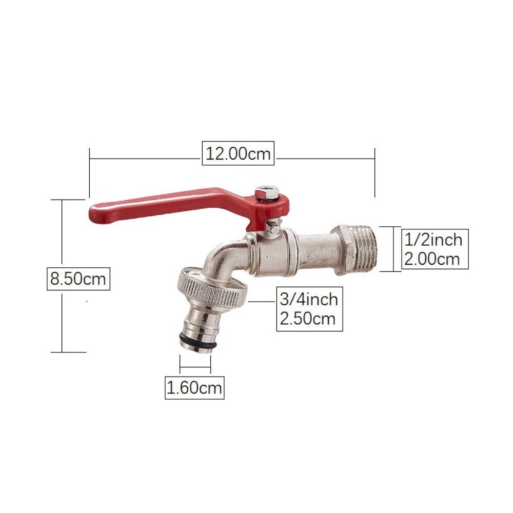1/2x3/4 Lever Water Tap with Red Handle Garden Irrigation Accessory